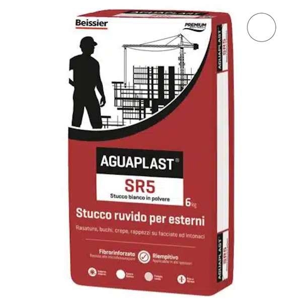 Aguaplast SR5 Stucco in Polvere per Esterno Ruvido Bianco KG 6 - AGUAPLAST